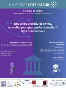 Nice : Colloque de Procédure civile du CERDP 2019…