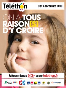 TELETHON 2010 : Le Palais des Festivals et des Congrès de Cannes toujours au rendez-vous de cette grande cause dès les 27 et 28 Novembre 2010…