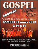 Nice : Concert « Gospel Right Spirit Singers » au profit de la lutte contre le cancer du Centre Antoine-Lacassagne…