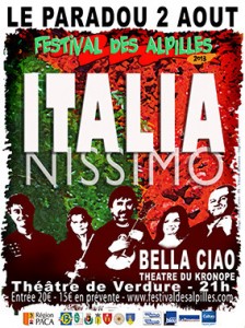 Paradou : Festival des Alpilles 2013 « ITALIANISSIMO » en compagnie du groupe « BELLA CIAO » et « Joëlle RICHETTA »…