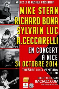 Nice : Richard BONA, Mike STERN, André CECCARELLI, Sylvain LUC se produisent en concert et animent une master class…