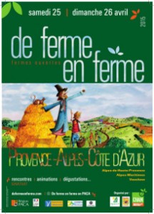 « De ferme en ferme » dans les Alpes-Maritimes les 25 et 26 avril 2015…