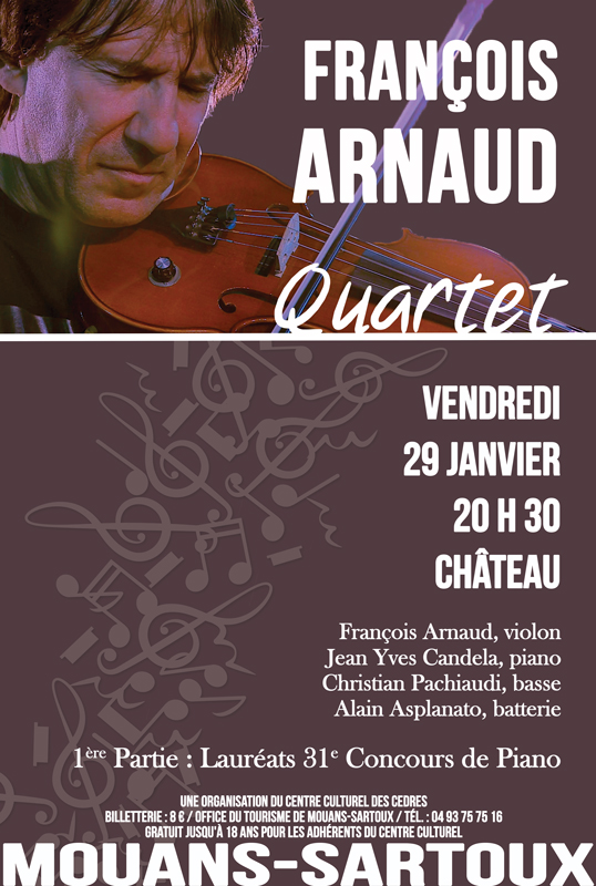 Mouans-Sartoux : François Arnaud Quartet se produit au Château…
