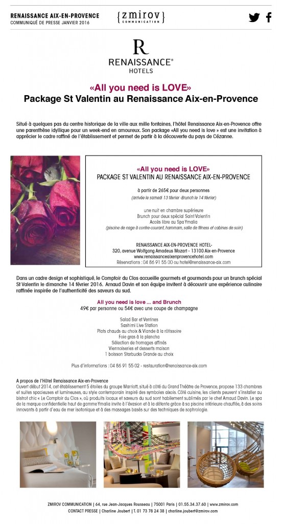 Aix-en-Provence : Package St Valentin au Renaissance …