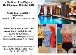 La marque de maillots de bain « A La Plage » s’exposera à l’hôtel Renaissance Paris Vendôme du 23 juin au 22 juillet 2016…