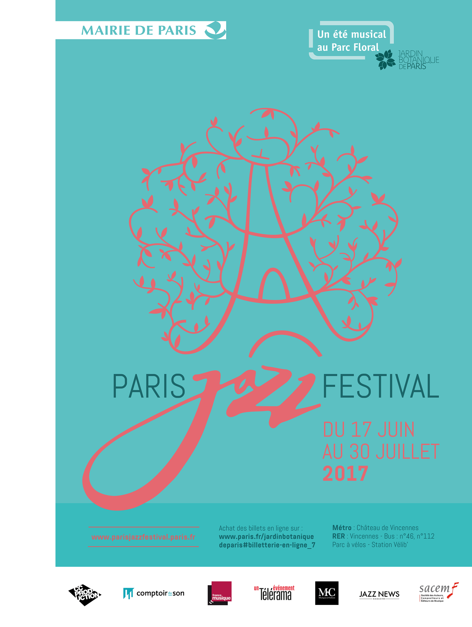 Paris Jazz Festival 2017…  Rendez-vous cet été au Parc Floral pour un voyage musical aux couleurs du Jazz !…